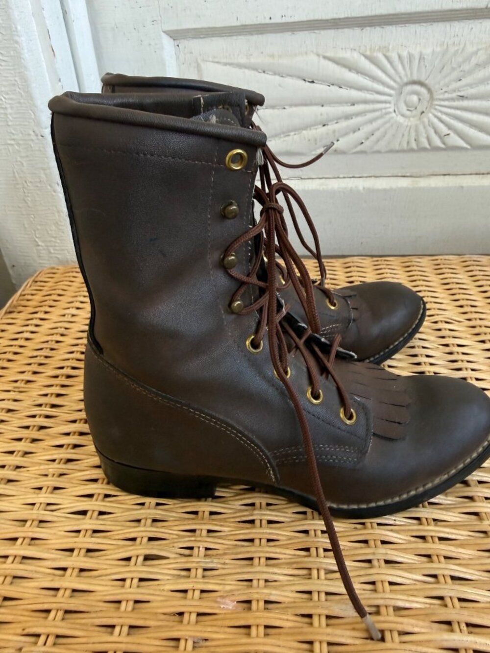 Vintage 70s Brown Bronco Kiltie Lace UP Roper Boots Womens size 4 - Picture 13 of 15